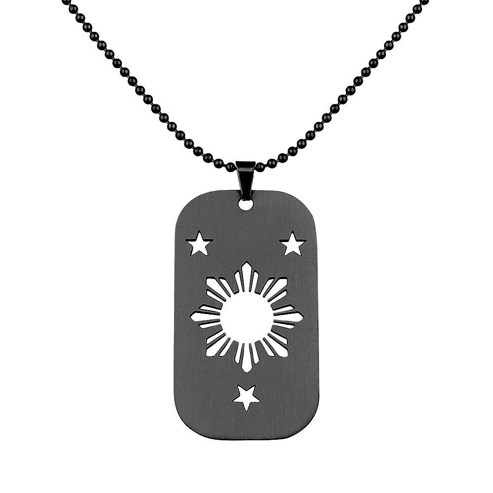 Philippines Sun and 3 star dog tag necklace